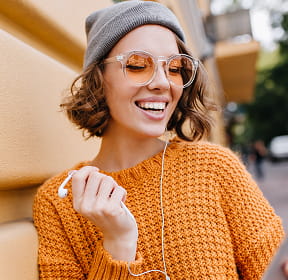 Girl in an orange sweater